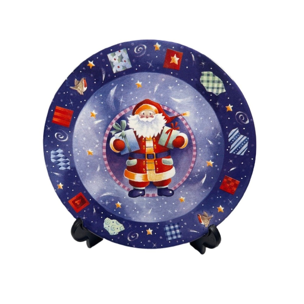 Papel giftware 8” Cookies for Santa Plate Artic Cheer Blue With Santa, Stars